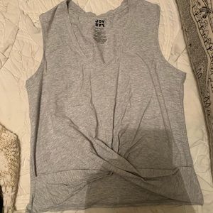 Joy Lab Heather Grey Faux-Knot Crop Muscle Tank